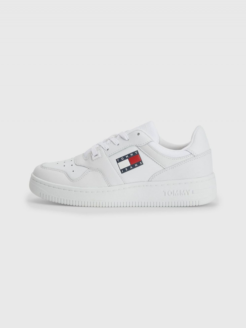 Tommy Hilfiger Essential Läder Basket Sneakers Dam Vita | 467-YVLSZJ