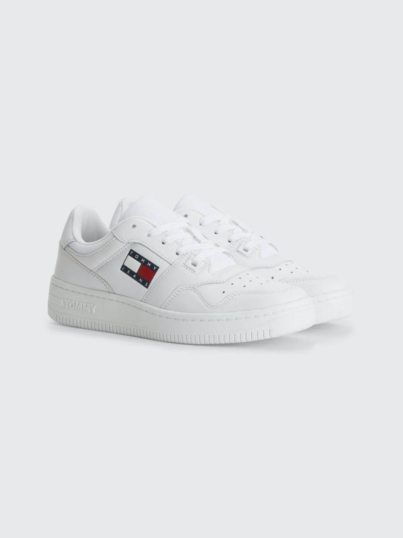 Tommy Hilfiger Essential Läder Basket Sneakers Dam Vita | 467-YVLSZJ