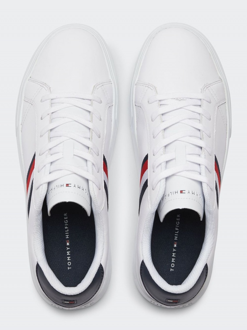 Tommy Hilfiger Essential Läder Sneakers Herr Vita | 172-HUQRWE