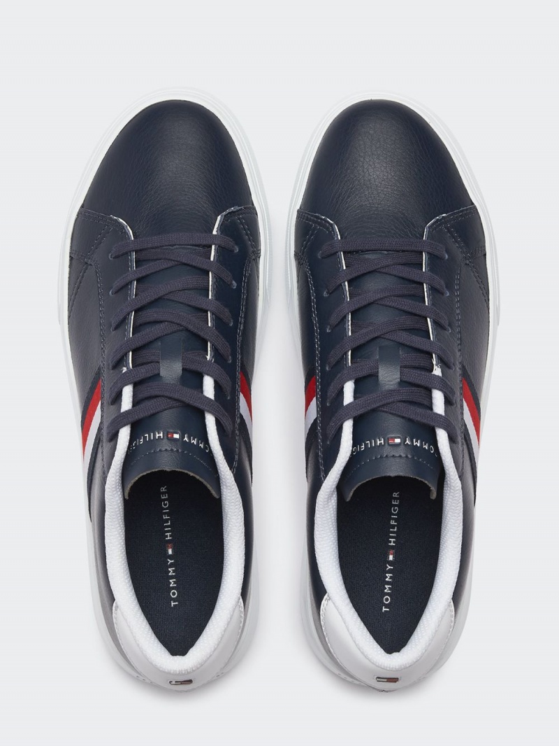 Tommy Hilfiger Essential Läder Sneakers Herr Blå | 756-ORCPSL