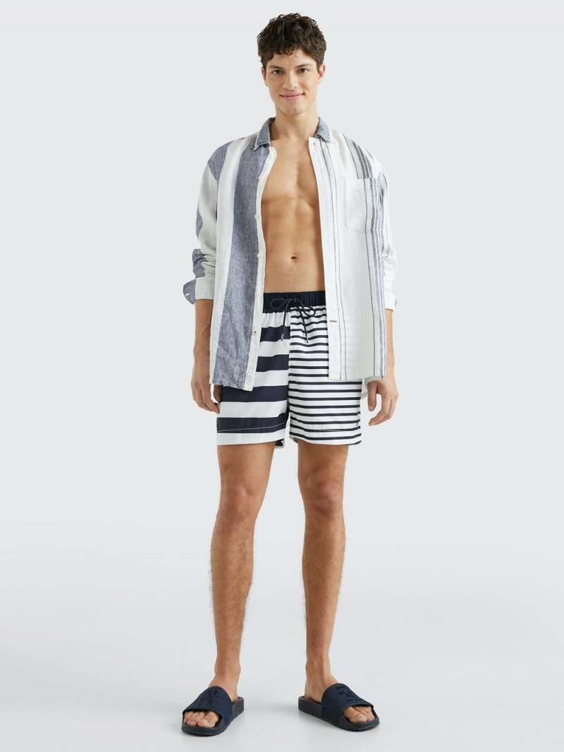 Tommy Hilfiger Essential Print Mid Length Badshorts Herr Svarta Vita | 094-DMXERY