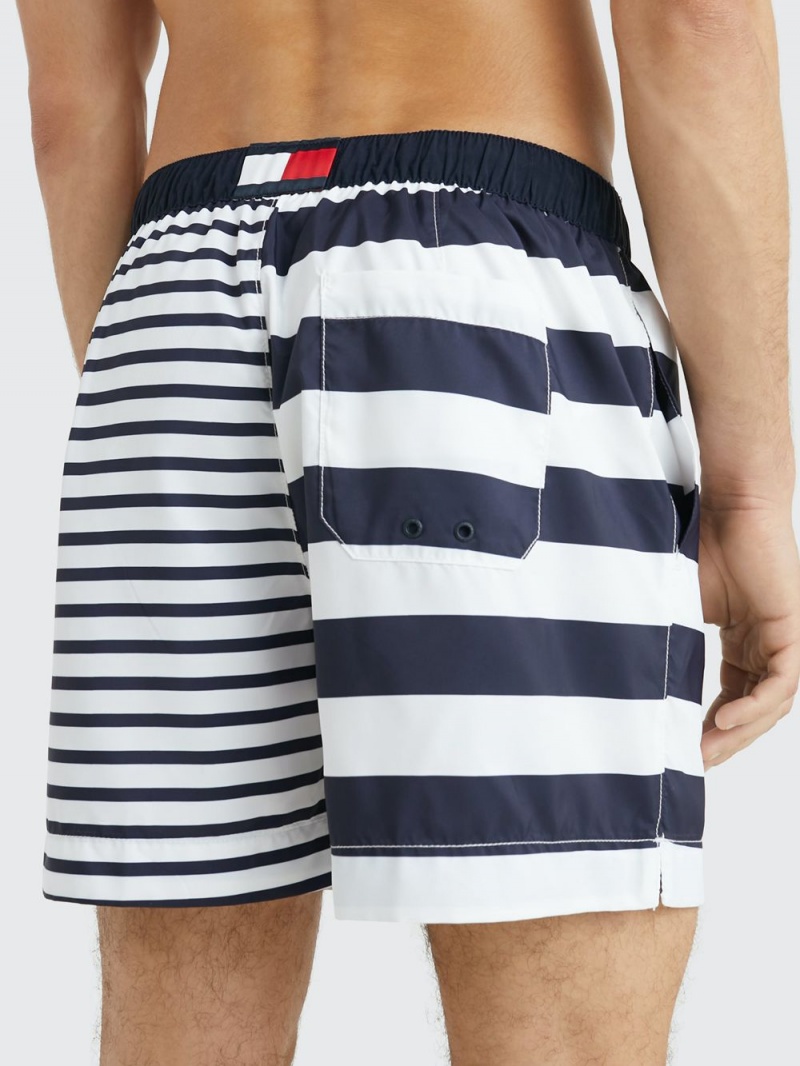 Tommy Hilfiger Essential Print Mid Length Badshorts Herr Svarta Vita | 094-DMXERY