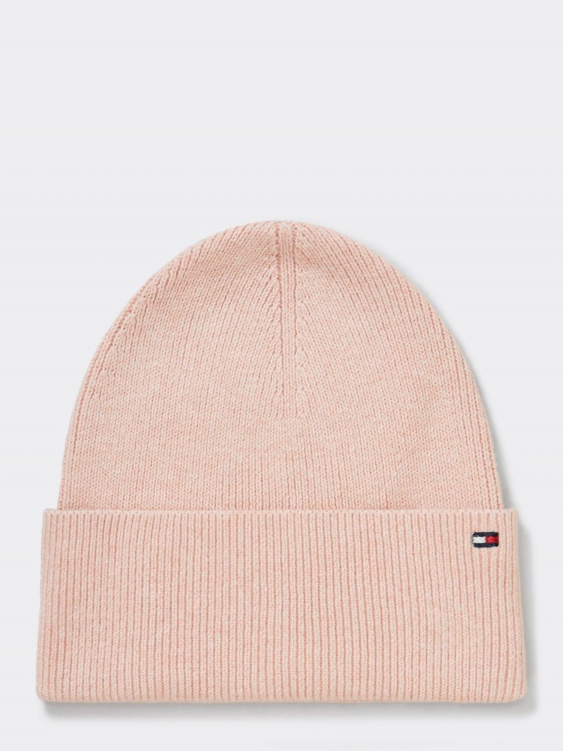 Tommy Hilfiger Essential Rib-Knit Beanie Hatt Dam Rosa | 235-ALUWJK