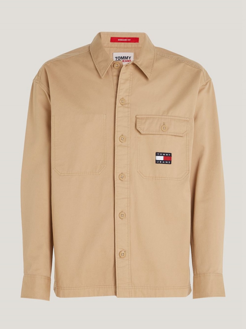 Tommy Hilfiger Essential Vanliga Fit Twill Over Skjorta Herr Bruna | 964-ZXMQPN