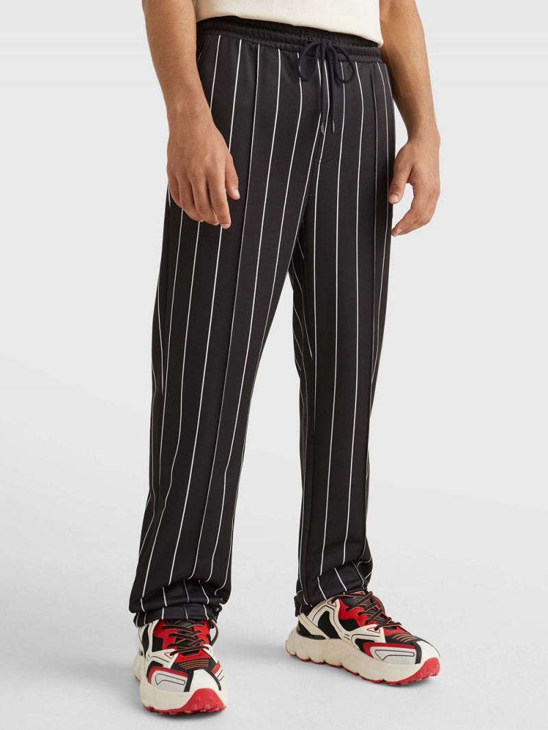 Tommy Hilfiger Ethan Pinstripe Relaxed Fit Mjukisbyxor Herr Svarta | 862-SXTNLI