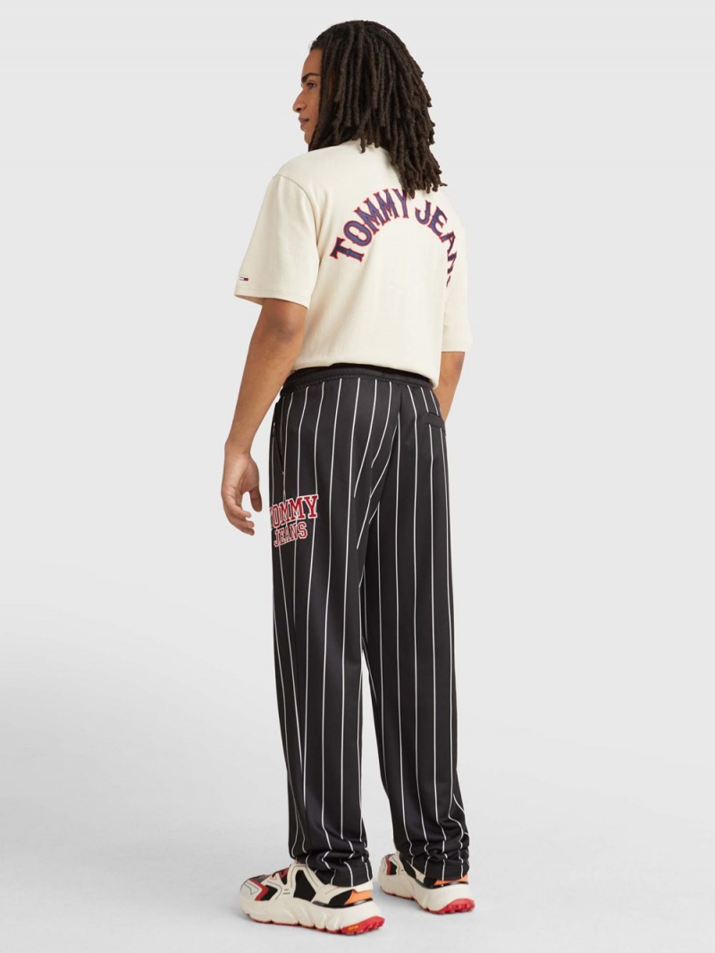 Tommy Hilfiger Ethan Pinstripe Relaxed Fit Mjukisbyxor Herr Svarta | 862-SXTNLI