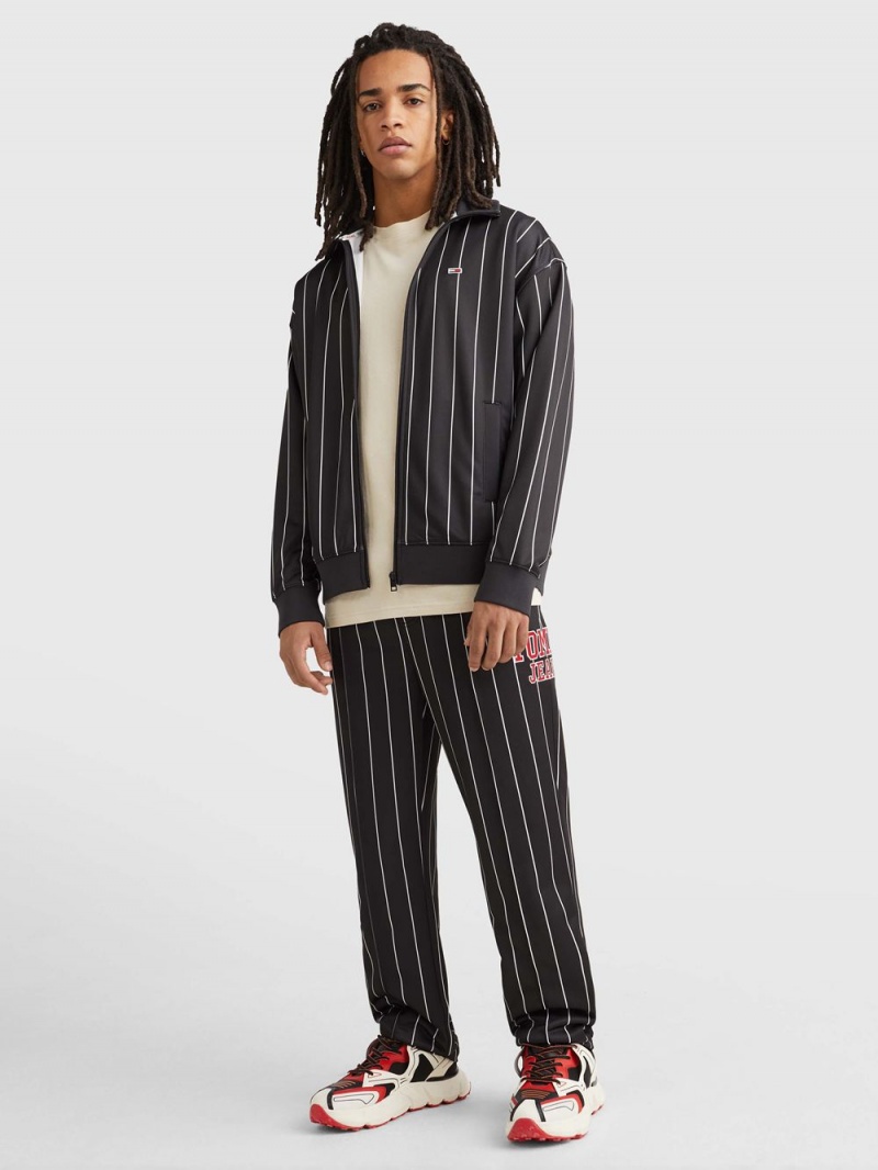 Tommy Hilfiger Ethan Pinstripe Relaxed Fit Mjukisbyxor Herr Svarta | 862-SXTNLI