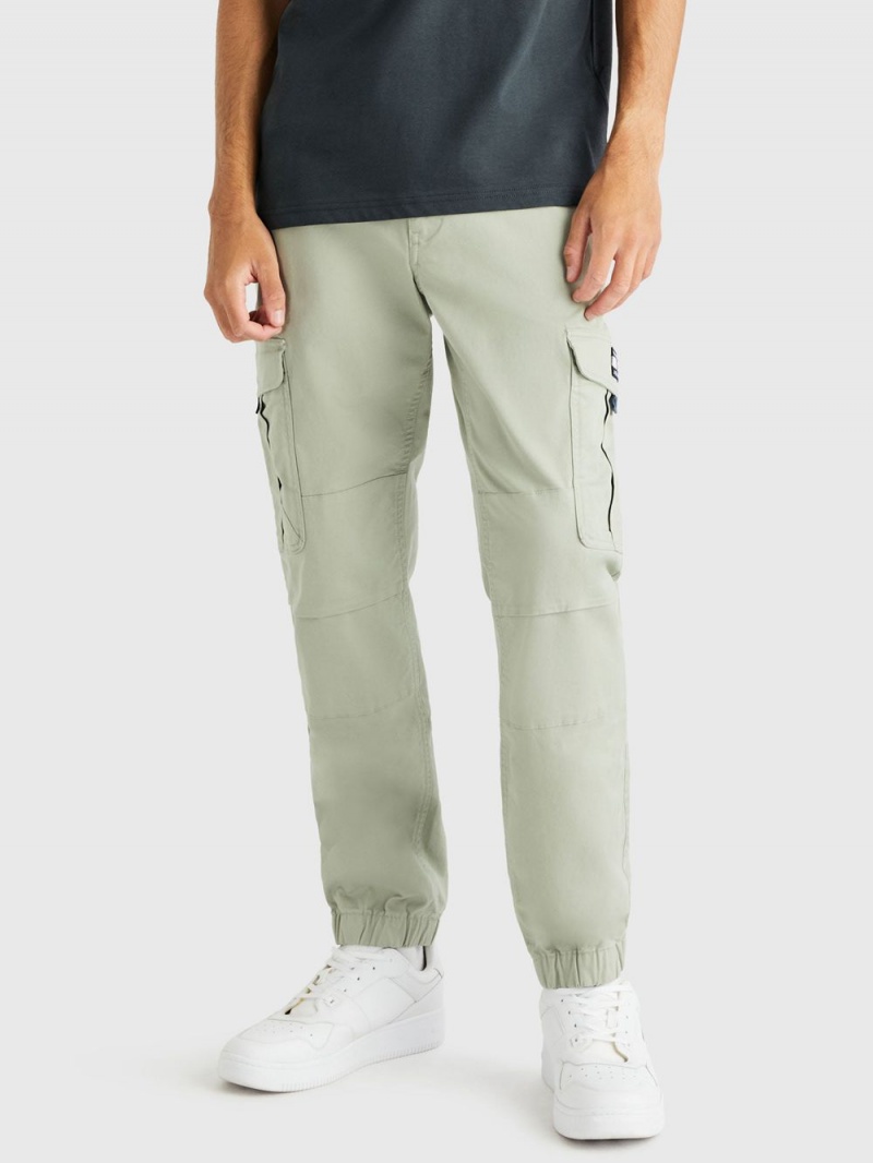 Tommy Hilfiger Ethan Washed Twill Cargo Byxor Herr Olivgröna | 819-EQGZHV