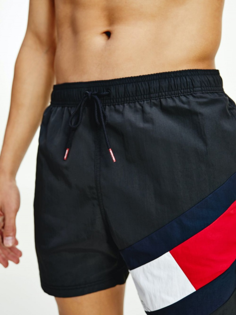 Tommy Hilfiger Flag Drawstring Mid Length Slim Fit Badshorts Herr Svarta | 971-WCAVLO