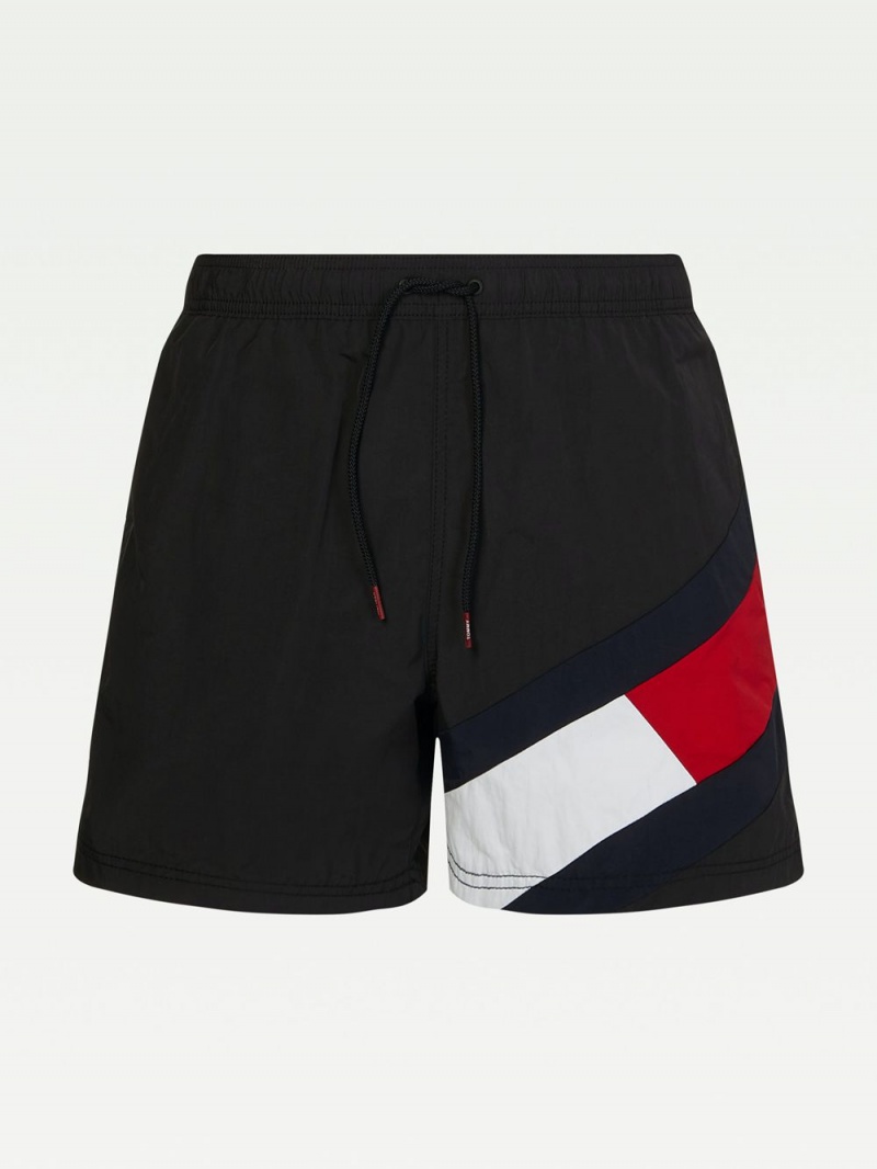 Tommy Hilfiger Flag Drawstring Mid Length Slim Fit Badshorts Herr Svarta | 971-WCAVLO