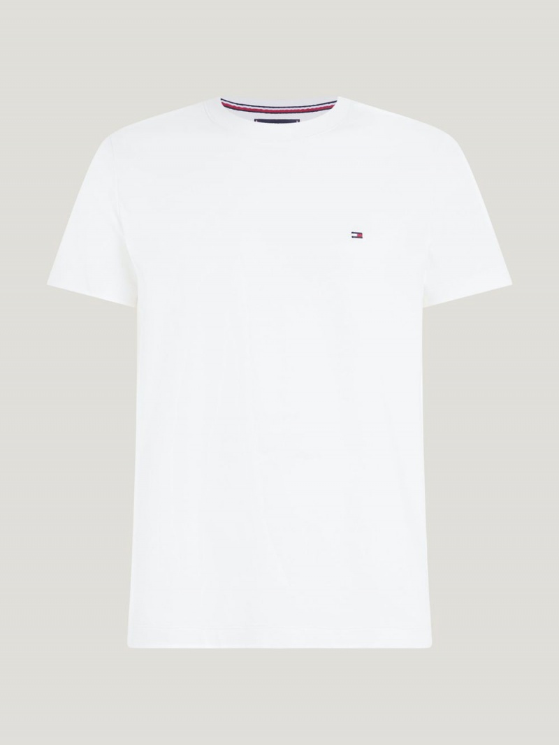 Tommy Hilfiger Flag Interlock Slim Fit T-shirt Herr Vita | 539-APIYJQ