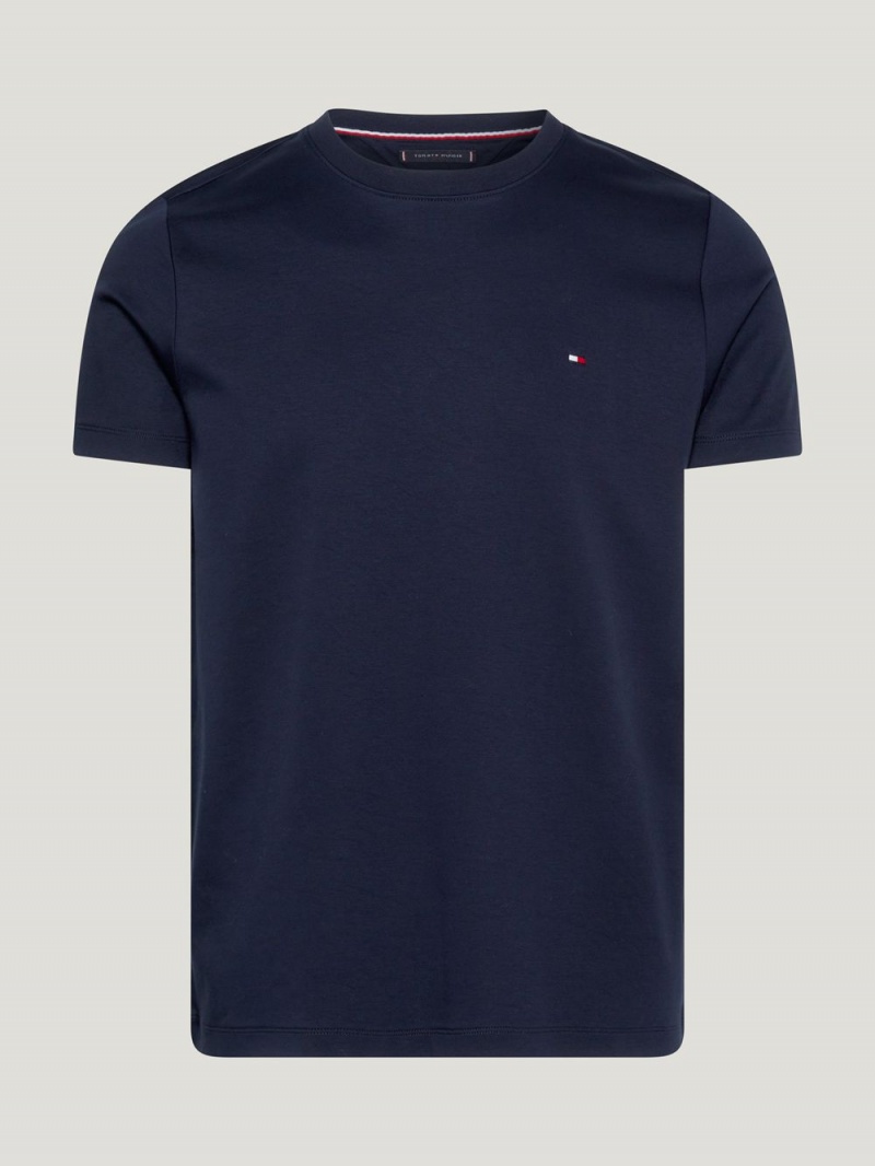 Tommy Hilfiger Flag Interlock Slim Fit T-shirt Herr Marinblå | 168-IRGSQL