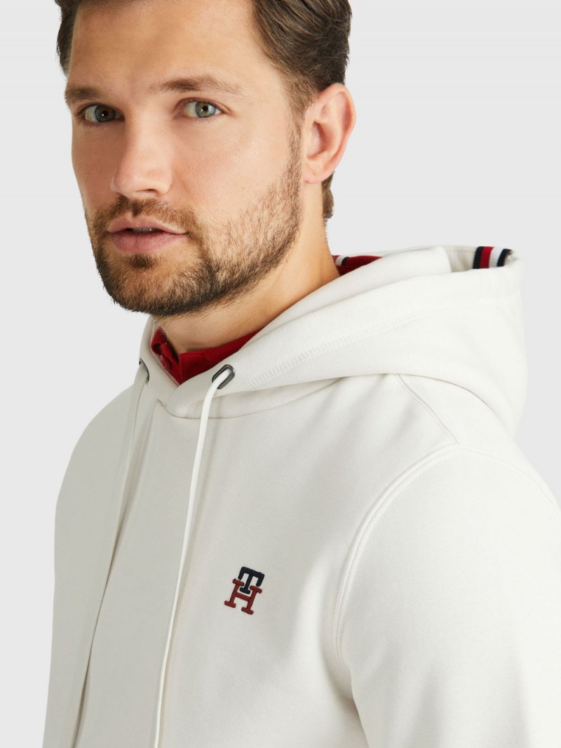 Tommy Hilfiger Fleece Monogram Hoodie Herr Vita | 278-ULMFPW