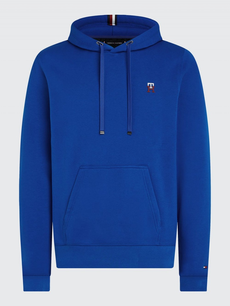 Tommy Hilfiger Fleece Monogram Hoodie Herr Blå | 738-LWBRAE