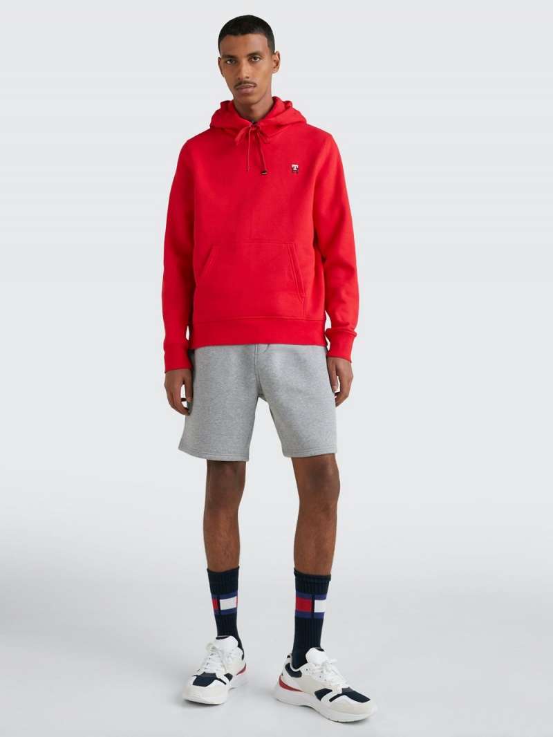 Tommy Hilfiger Fleece Monogram Hoodie Herr Röda | 569-KSGHXQ