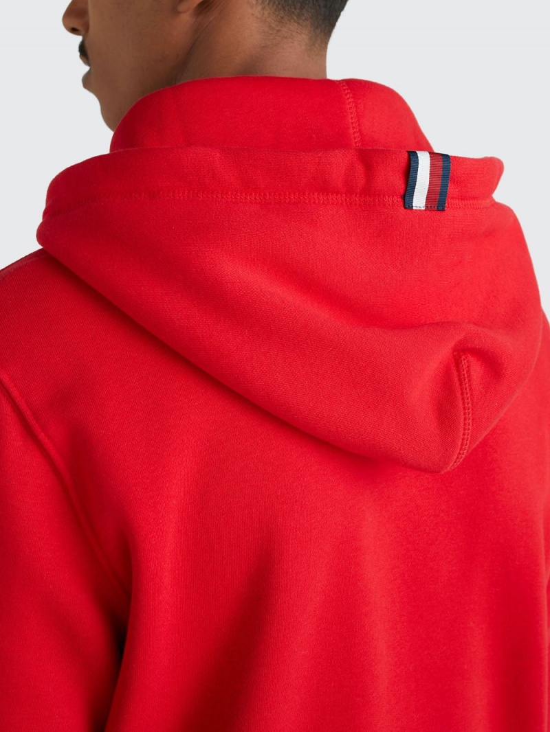 Tommy Hilfiger Fleece Monogram Hoodie Herr Röda | 569-KSGHXQ