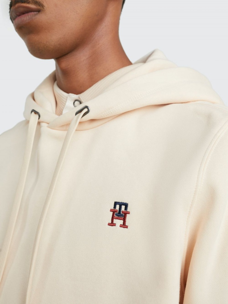 Tommy Hilfiger Fleece Monogram Hoodie Herr Beige | 750-ATBKJG