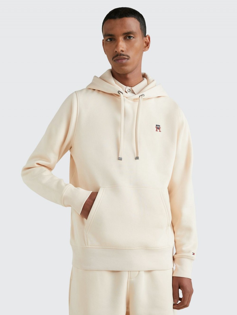 Tommy Hilfiger Fleece Monogram Hoodie Herr Beige | 750-ATBKJG