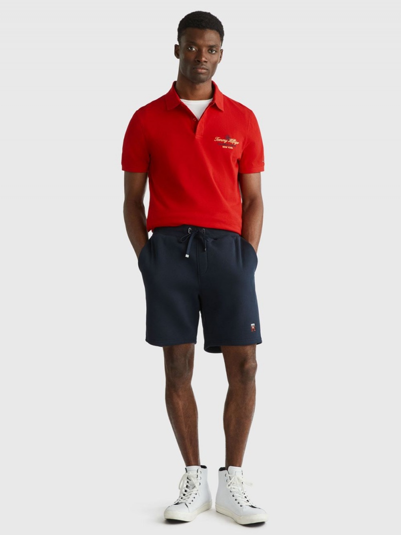 Tommy Hilfiger Fleece Monogram Sweat Shorts Herr Marinblå | 246-GBIUOS