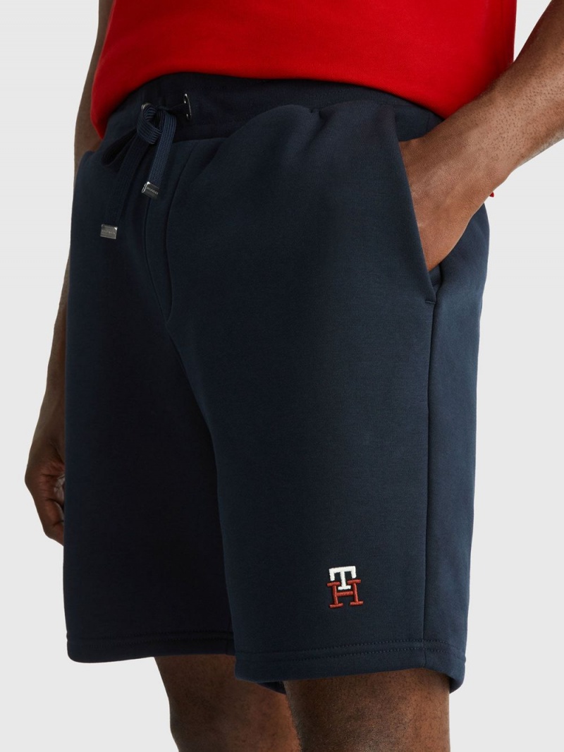 Tommy Hilfiger Fleece Monogram Sweat Shorts Herr Marinblå | 246-GBIUOS