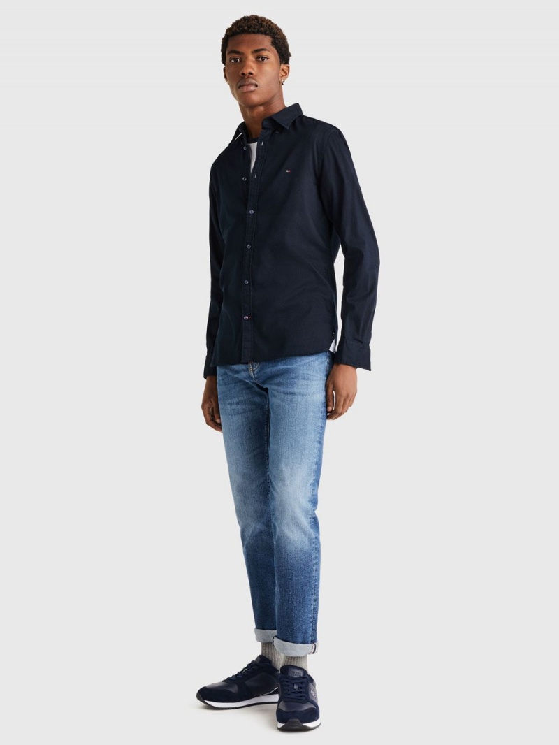 Tommy Hilfiger Flex Dobby Slim Fit Skjorta Herr Marinblå | 786-EYLFOS