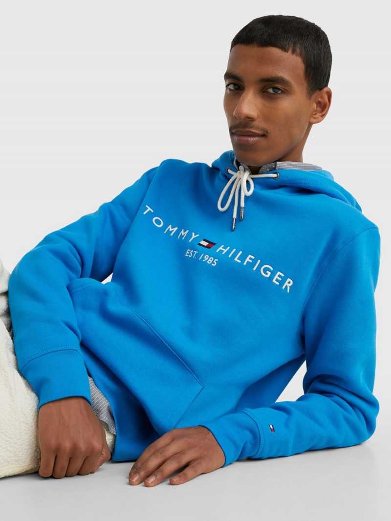 Tommy Hilfiger Flex Logo Hoodie Herr Blå | 460-FWNKVD