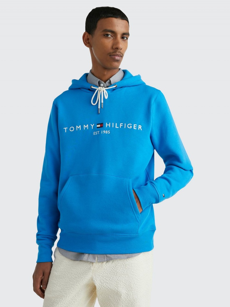 Tommy Hilfiger Flex Logo Hoodie Herr Blå | 460-FWNKVD