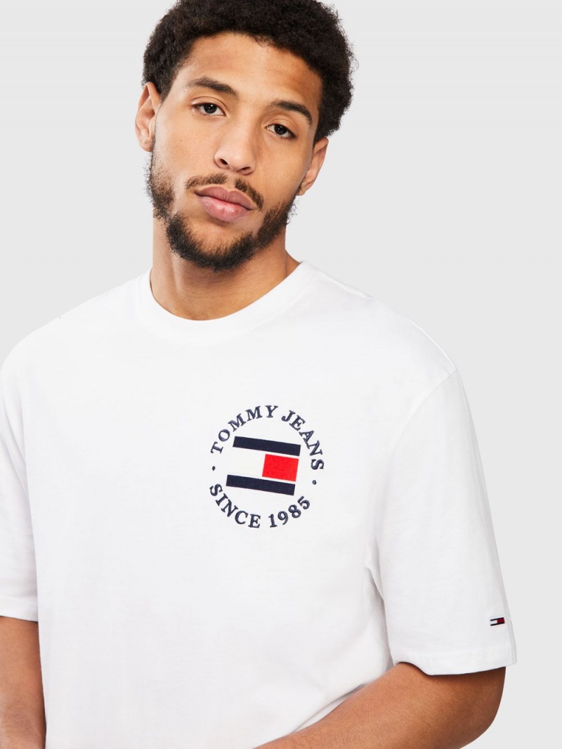 Tommy Hilfiger Flocked Flag Skater T-shirt Herr Vita | 394-UISMQE