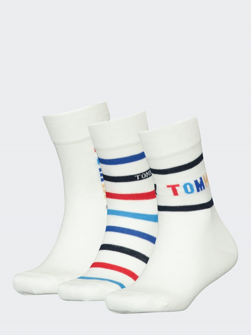 Tommy Hilfiger Giftbox 3-Pack Strumpor Tjej Vita | 548-HIBKZX