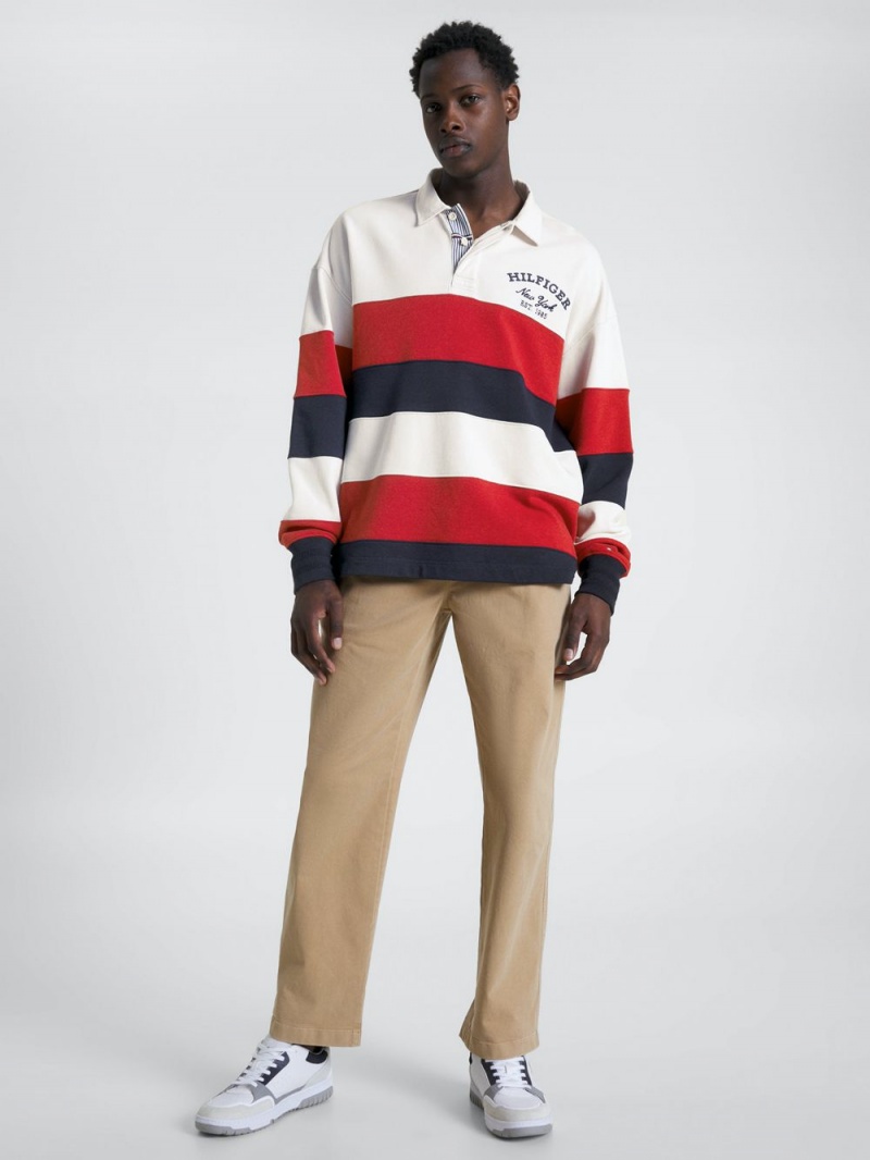 Tommy Hilfiger Global Stripe Archive Fit Rugby Skjorta Herr Olika Färger | 526-MNVLIB