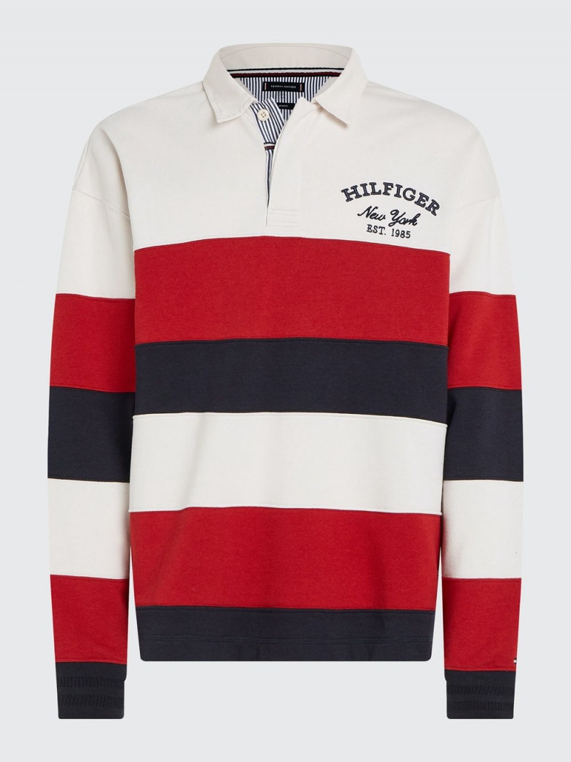 Tommy Hilfiger Global Stripe Archive Fit Rugby Skjorta Herr Olika Färger | 526-MNVLIB