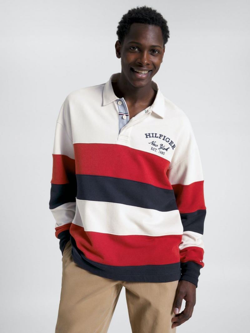 Tommy Hilfiger Global Stripe Archive Fit Rugby Skjorta Herr Olika Färger | 526-MNVLIB