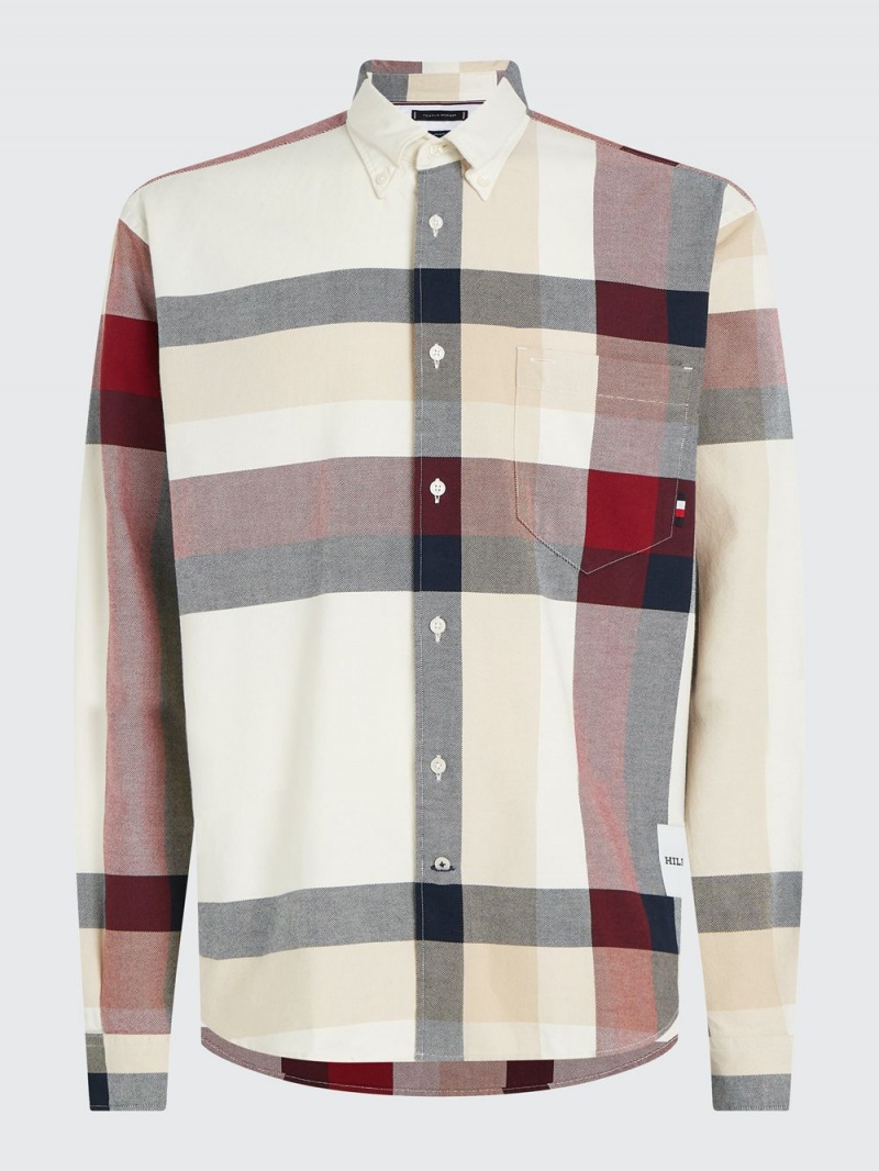 Tommy Hilfiger Global Stripe Check Archive Fit Skjorta Herr Olika Färger | 394-ZDVQWP