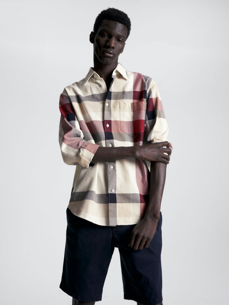 Tommy Hilfiger Global Stripe Check Archive Fit Skjorta Herr Olika Färger | 394-ZDVQWP