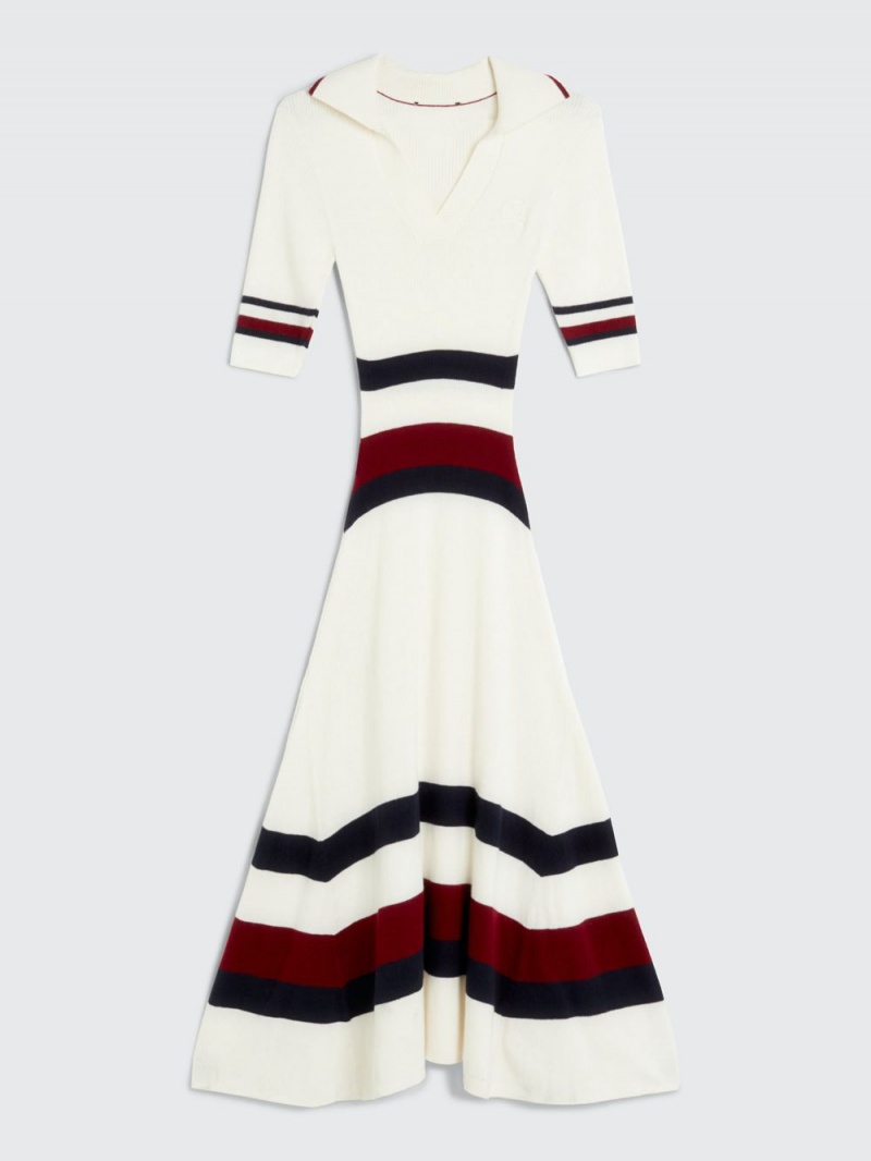 Tommy Hilfiger Global Stripe Midi Klänning Dam Vita | 726-TIXYMR