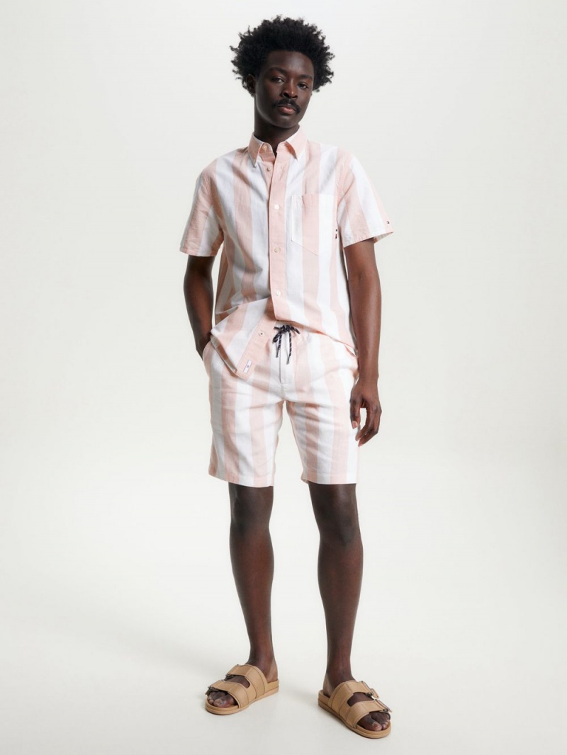 Tommy Hilfiger Harlem Crafted Stripe Shorts Herr Rosa | 098-NDSCFT