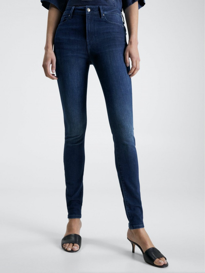 Tommy Hilfiger Harlem High Rise Mager Flex Jeans Dam Blå | 863-YSPDWJ