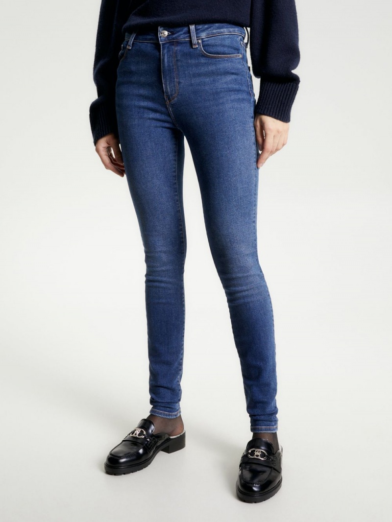 Tommy Hilfiger Harlem High Rise Super Mager Flex Jeans Dam Blå | 031-NCVRAF