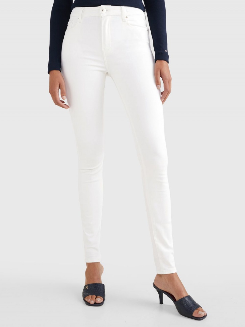 Tommy Hilfiger Harlem High Rise Super Mager Flex White Jeans Dam Vita | 720-HDETLZ