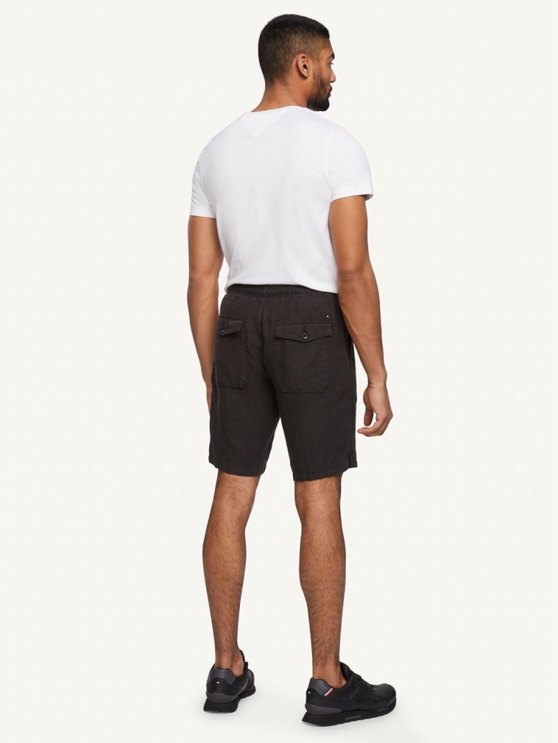 Tommy Hilfiger Harlem Pull On Linen Shorts Herr Svarta | 217-KZJHWU