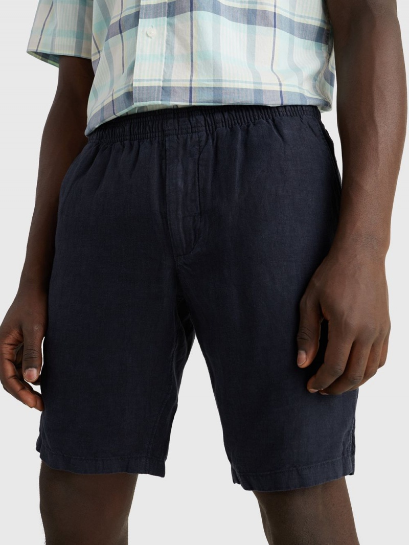 Tommy Hilfiger Harlem Relaxed Fit Linen Shorts Herr Marinblå | 256-OKUASY