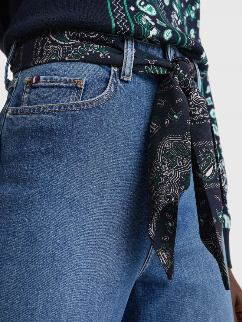 Tommy Hilfiger High Rise Balloon Bandana Belt Jeans Dam Blå | 928-ZXTPMU