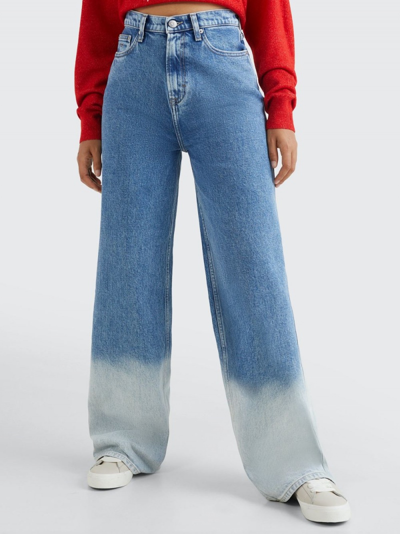 Tommy Hilfiger High Rise Breda Leg Faded Hem Jeans Dam Blå | 195-BYRGTU