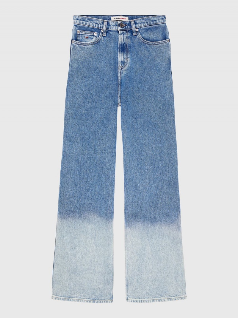 Tommy Hilfiger High Rise Breda Leg Faded Hem Jeans Dam Blå | 195-BYRGTU