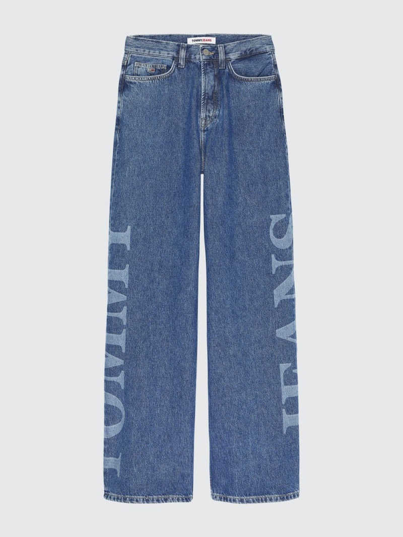 Tommy Hilfiger High Rise Breda Leg Logo Jeans Dam Blå | 067-ABKQOG