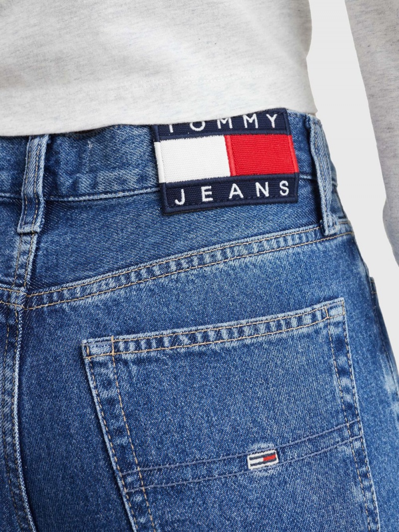 Tommy Hilfiger High Rise Breda Leg Logo Jeans Dam Blå | 067-ABKQOG