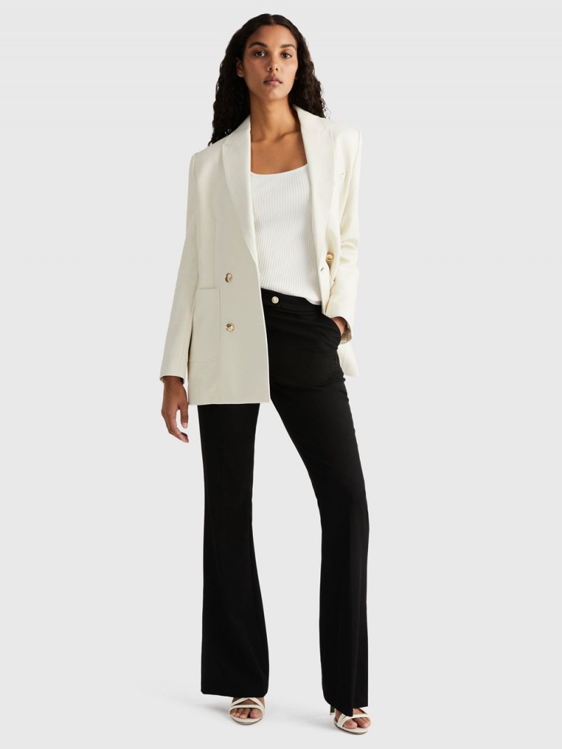 Tommy Hilfiger High Rise Flared Leg Tailored Byxor Dam Svarta | 736-MQKYEG