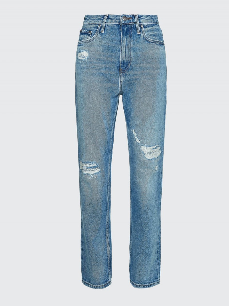 Tommy Hilfiger High Rise Hetero Distressed Jeans Dam Blå | 783-NFOSRI