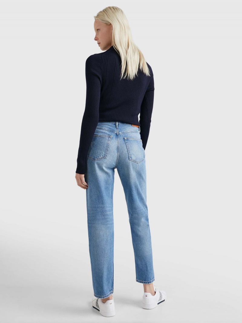 Tommy Hilfiger High Rise Hetero Distressed Jeans Dam Blå | 783-NFOSRI