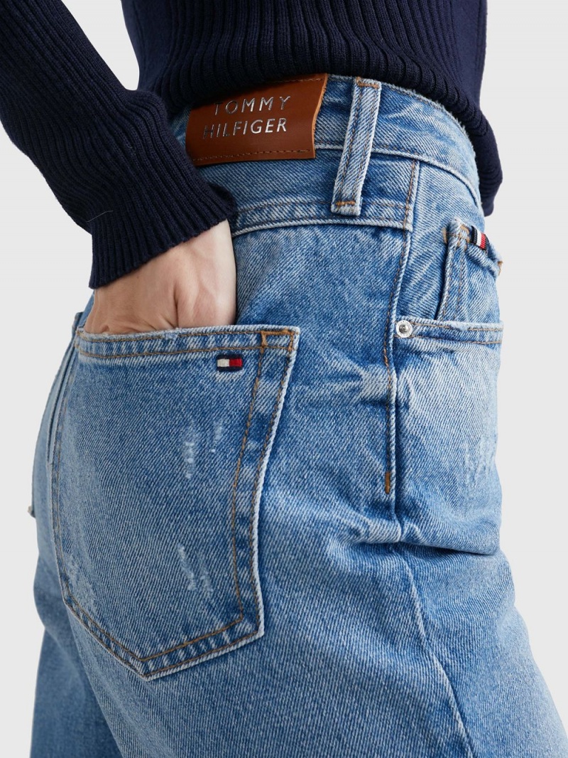 Tommy Hilfiger High Rise Hetero Distressed Jeans Dam Blå | 783-NFOSRI